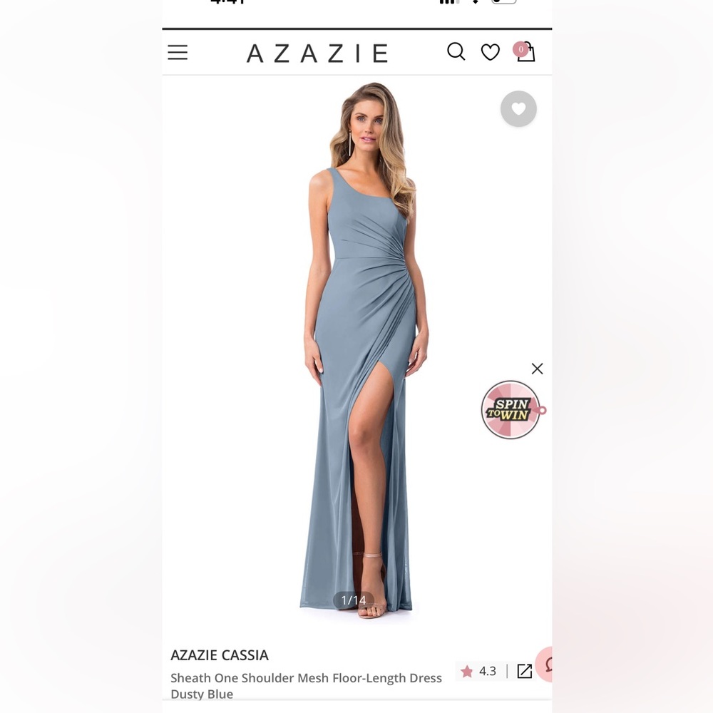 Azazie Cassia Dusty Blue One Shoulder Bridesmaid Dress